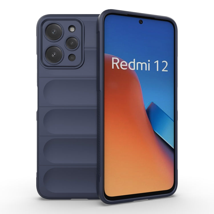 For Xiaomi Redmi 12 4G Magic Shield TPU + Flannel Phone Case(Dark Blue) - Xiaomi Cases by buy2fix | Online Shopping UK | buy2fix