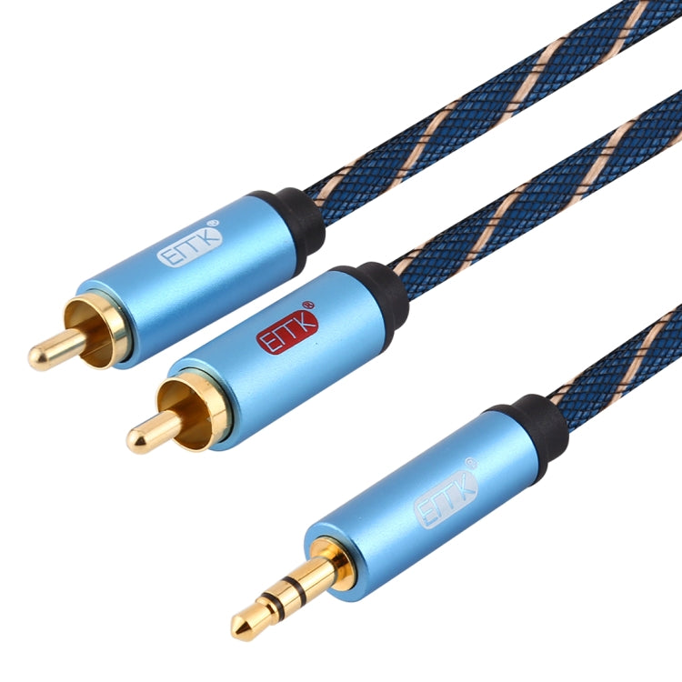 EMK 3.5mm Jack Male to 2 x RCA Male Gold Plated Connector Speaker Audio Cable, Cable Length:3m(Dark Blue) -  by EMK | Online Shopping UK | buy2fix