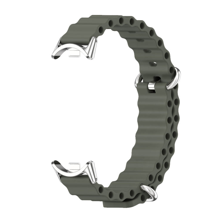 For Xiaomi Mi Band 8 / 9 / 9 NFC Mijobs Marine Silicone Breathable Watch Band(Khaki Green Silver) - Watch Bands by MIJOBS | Online Shopping UK | buy2fix