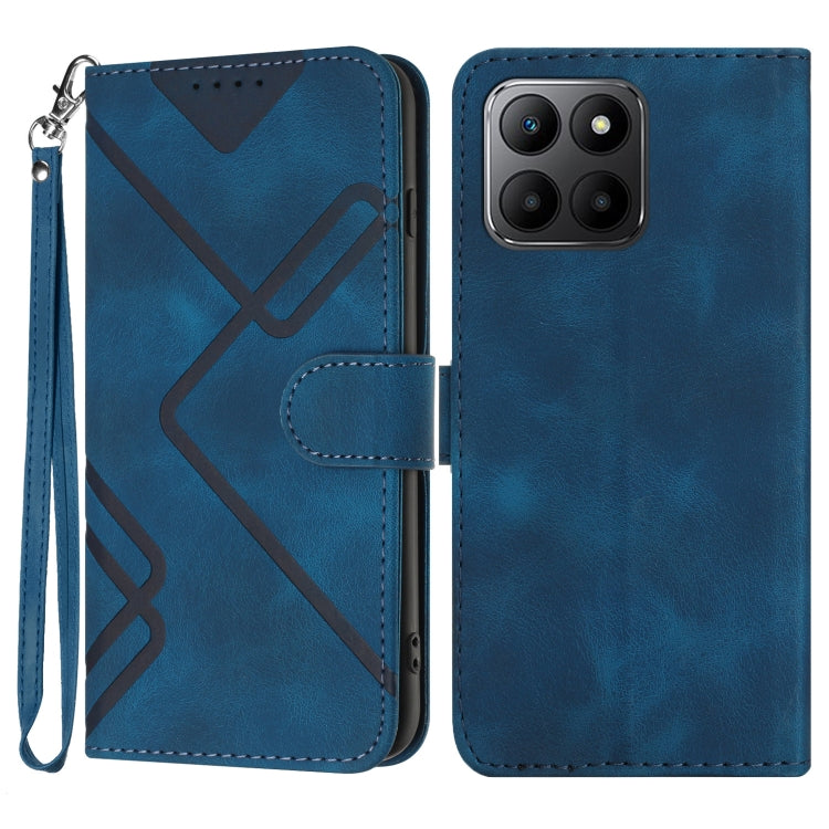 For Honor 70 Lite Line Pattern Skin Feel Leather Phone Case(Royal Blue) - Honor Cases by buy2fix | Online Shopping UK | buy2fix