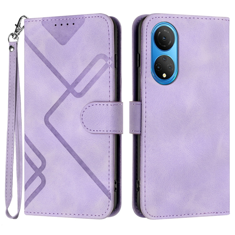 For Honor X7 4G/Play 30 Plus Line Pattern Skin Feel Leather Phone Case(Light Purple) - Honor Cases by buy2fix | Online Shopping UK | buy2fix