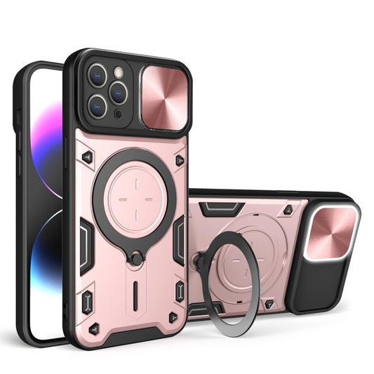 For iPhone 11 Pro CD Texture Sliding Camshield Magnetic Holder Phone Case(Pink) - iPhone 11 Pro Cases by buy2fix | Online Shopping UK | buy2fix