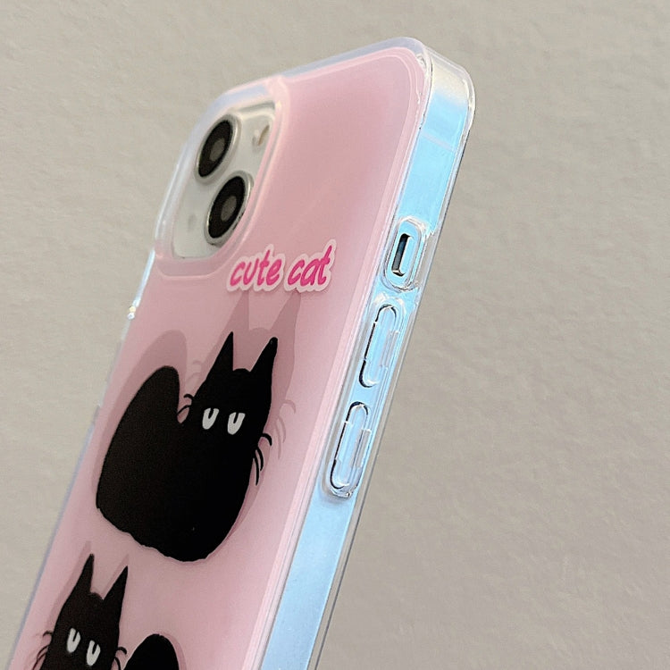 For iPhone 13 IMD Cute Animal Pattern Phone Case(Cat) - iPhone 13 Cases by buy2fix | Online Shopping UK | buy2fix