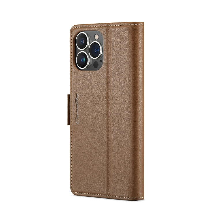 For iPhone 14 Pro CaseMe 023 Butterfly Buckle Litchi Texture RFID Anti-theft Leather Phone Case(Brown) - iPhone 14 Pro Cases by CaseMe | Online Shopping UK | buy2fix