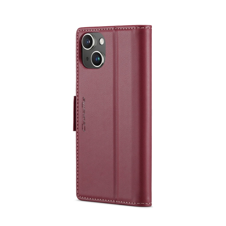 For iPhone 13 CaseMe 023 Butterfly Buckle Litchi Texture RFID Anti-theft Leather Phone Case(Wine Red) - iPhone 13 Cases by CaseMe | Online Shopping UK | buy2fix