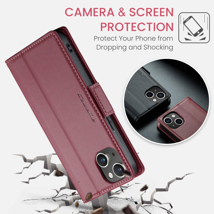 For iPhone 13 CaseMe 023 Butterfly Buckle Litchi Texture RFID Anti-theft Leather Phone Case(Wine Red) - iPhone 13 Cases by CaseMe | Online Shopping UK | buy2fix