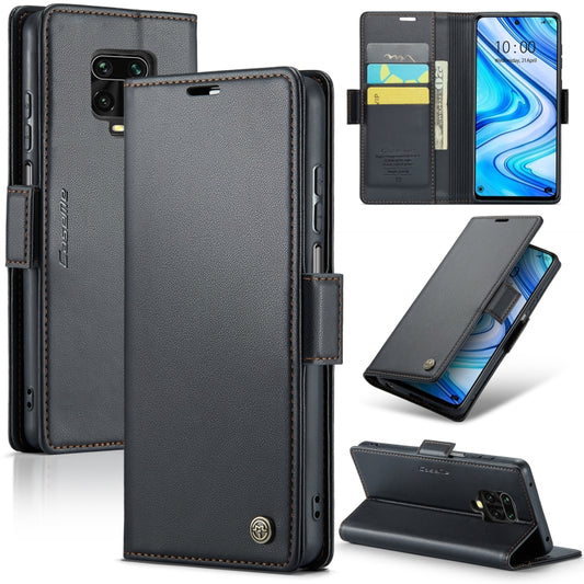 For Xiaomi Redmi Note 9S/Note 9 Pro/Note 9 Pro Max CaseMe 023 Butterfly Buckle Litchi Texture RFID Anti-theft Leather Phone Case(Black) - Xiaomi Cases by CaseMe | Online Shopping UK | buy2fix