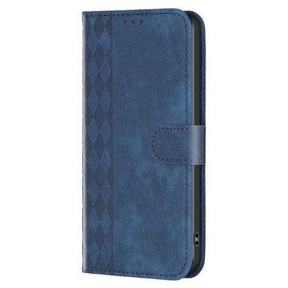 For Xiaomi Redmi 9 Plaid Embossed Leather Phone Case(Blue) - Xiaomi Cases by buy2fix | Online Shopping UK | buy2fix