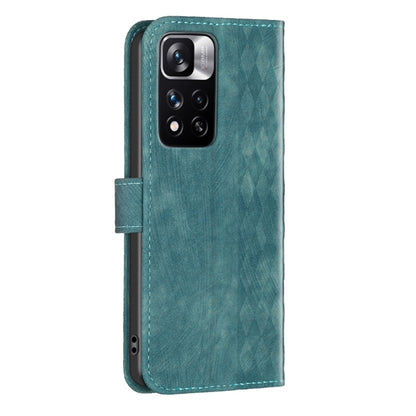 For Xiaomi Redmi Note 11 Pro Plaid Embossed Leather Phone Case(Green) - Redmi Note 11 Pro Case by buy2fix | Online Shopping UK | buy2fix