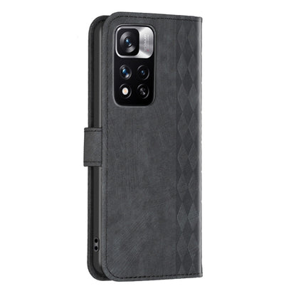 For Xiaomi Redmi Note 11 Pro Plaid Embossed Leather Phone Case(Black) - Redmi Note 11 Pro Case by buy2fix | Online Shopping UK | buy2fix