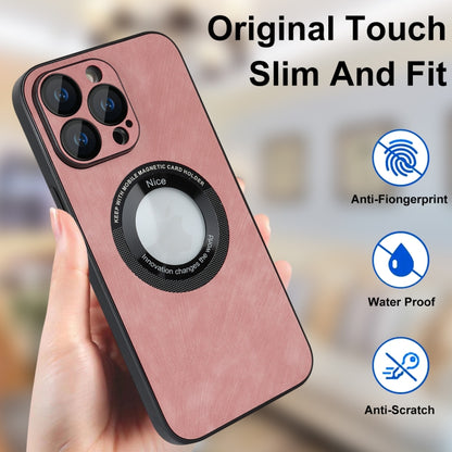 For iPhone 14 Skin Feel Leather MagSafe Magnetic Phone Case(Pink) - iPhone 14 Cases by buy2fix | Online Shopping UK | buy2fix