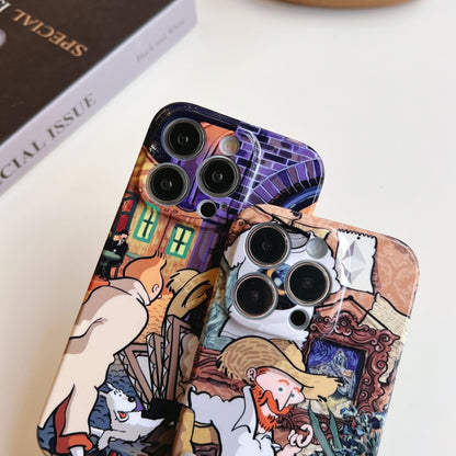 For iPhone 14 Pro Precise Hole Oil Painting Pattern PC Phone Case(Painting) - iPhone 14 Pro Cases by buy2fix | Online Shopping UK | buy2fix