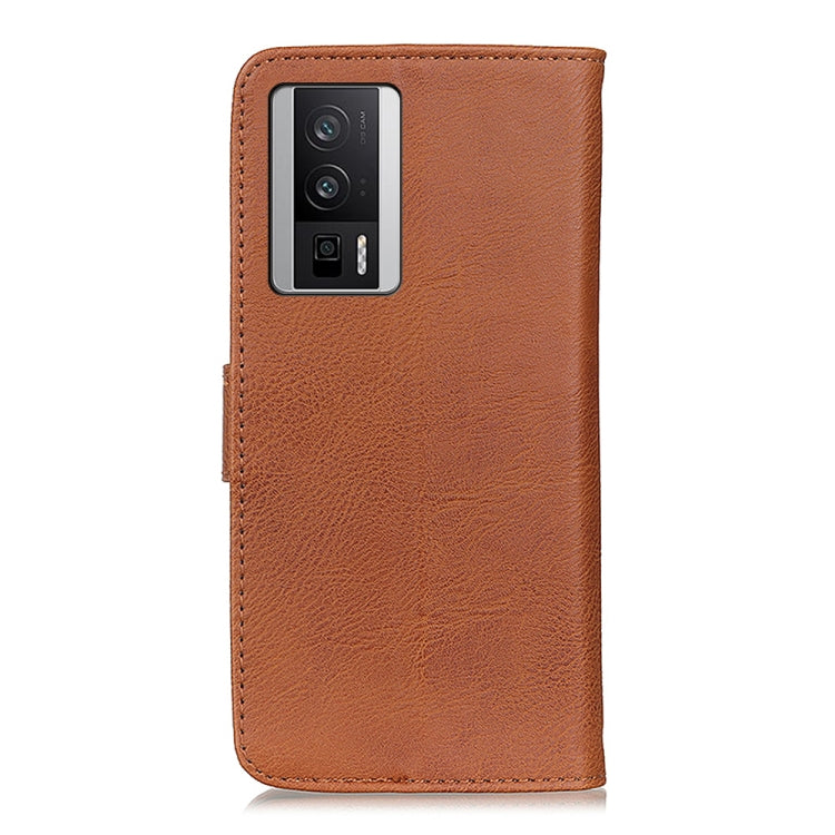 For Xiaomi Poco F5 Pro/Redmi K60/K60 Pro KHAZNEH Cowhide Texture Horizontal Flip Leather Phone Case(Brown) - Xiaomi Cases by buy2fix | Online Shopping UK | buy2fix