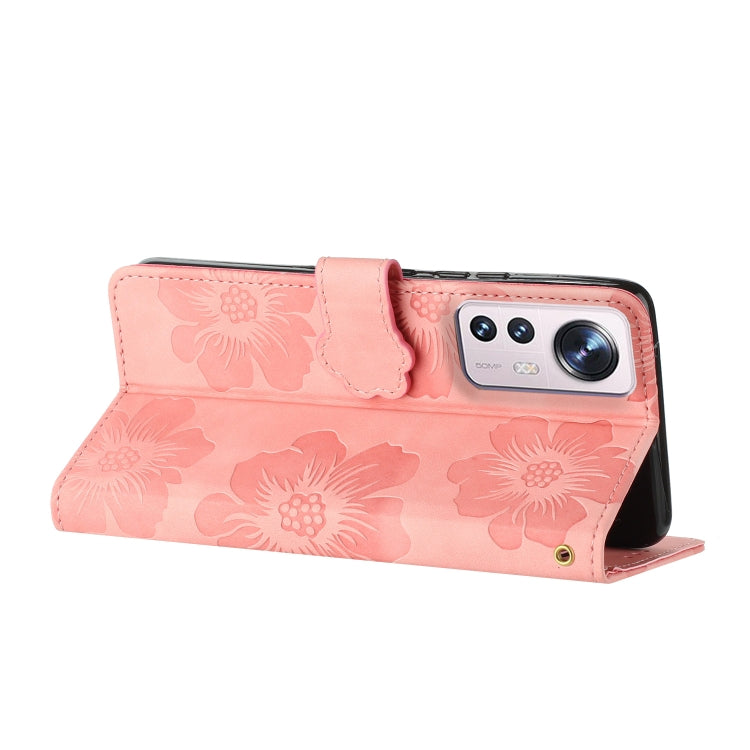 For Xiaomi 12 Pro Flower Embossing Pattern Leather Phone Case(Pink) - 12 Pro Cases by buy2fix | Online Shopping UK | buy2fix