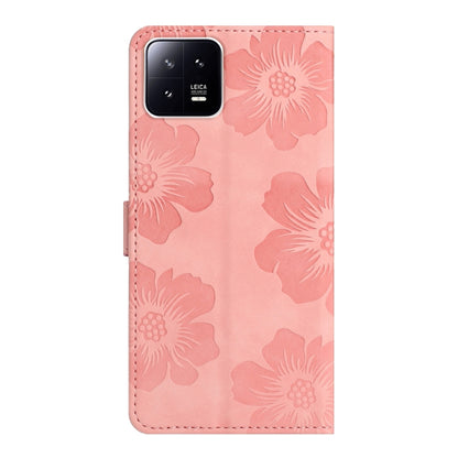 For Xiaomi 13 Pro Flower Embossing Pattern Leather Phone Case(Pink) - 13 Pro Cases by buy2fix | Online Shopping UK | buy2fix