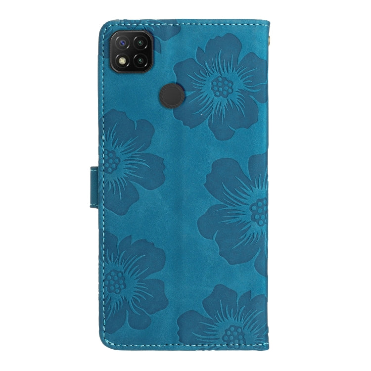 For Xiaomi Redmi 9C Flower Embossing Pattern Leather Phone Case(Blue) - Xiaomi Cases by buy2fix | Online Shopping UK | buy2fix