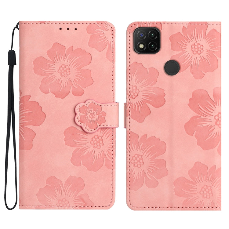 For Xiaomi Redmi 9C Flower Embossing Pattern Leather Phone Case(Pink) - Xiaomi Cases by buy2fix | Online Shopping UK | buy2fix