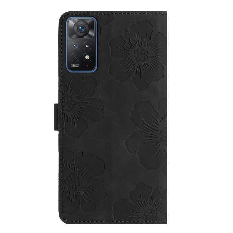 For Xiaomi Redmi Note 11 Pro 5G Global Flower Embossing Pattern Leather Phone Case(Black) - Redmi Note 11 Pro Case by buy2fix | Online Shopping UK | buy2fix