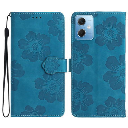 For Xiaomi Redmi Note 12 5G Flower Embossing Pattern Leather Phone Case(Blue) - Note 12 Cases by buy2fix | Online Shopping UK | buy2fix