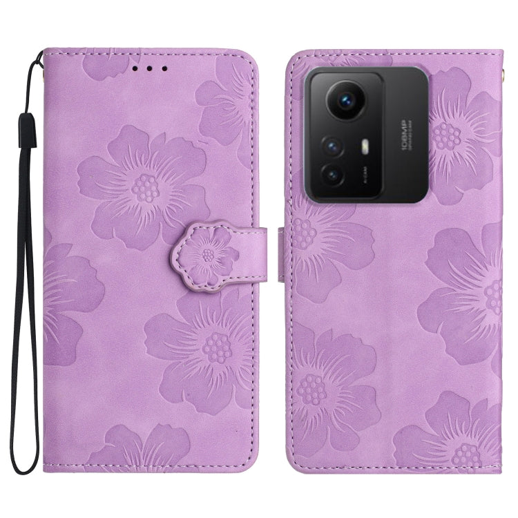 For Xiaomi Redmi Note 12S Flower Embossing Pattern Leather Phone Case(Purple) - Xiaomi Cases by buy2fix | Online Shopping UK | buy2fix