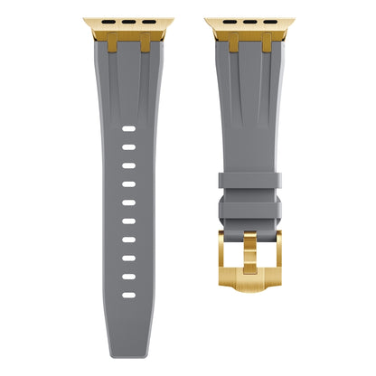 AP Silicone Watch Band For Apple Watch 7 41mm(Gold Grey) - Watch Bands by buy2fix | Online Shopping UK | buy2fix