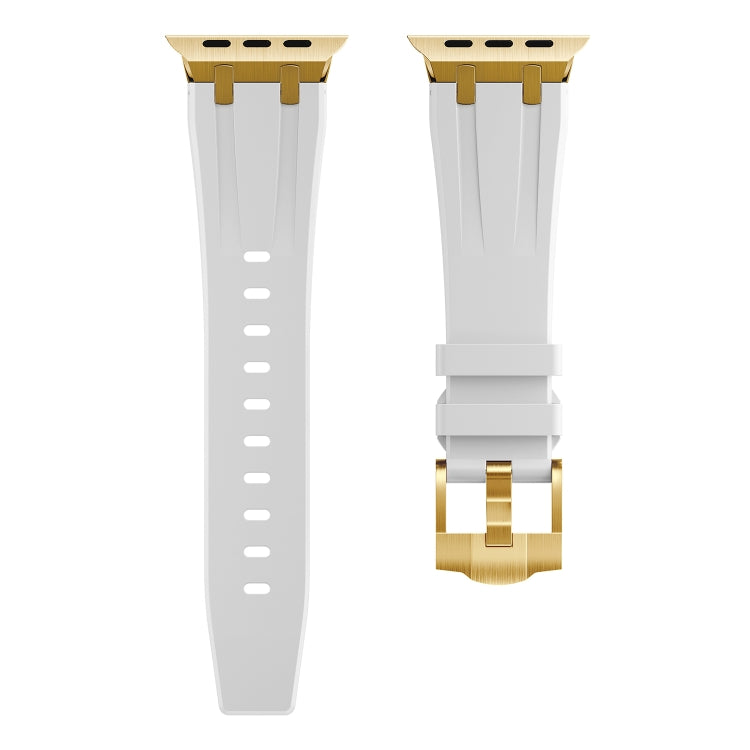 AP Silicone Watch Band For Apple Watch 4 40mm(Gold White) - Watch Bands by buy2fix | Online Shopping UK | buy2fix