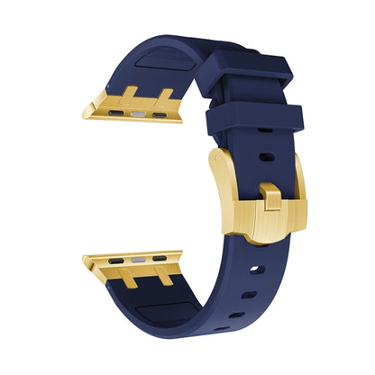 AP Silicone Watch Band For Apple Watch 3 42mm(Gold Blue) - Watch Bands by buy2fix | Online Shopping UK | buy2fix