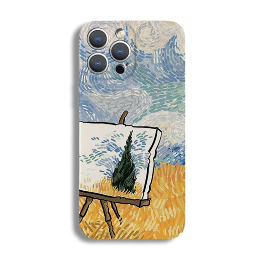 For iPhone 12 Precise Hole Oil Painting Pattern PC Phone Case(Landscape Painting) - iPhone 12 / 12 Pro Cases by buy2fix | Online Shopping UK | buy2fix