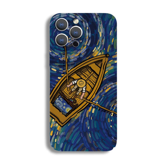 For iPhone 11 Pro Max Precise Hole Oil Painting Pattern PC Phone Case(Boating) - iPhone 11 Pro Max Cases by buy2fix | Online Shopping UK | buy2fix