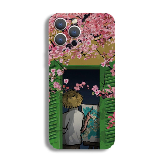 For iPhone SE 2022 / 2020 / 8 / 7 Precise Hole Oil Painting Pattern PC Phone Case(Peach Blossom) - iPhone SE 2022 / 2020 / 8 / 7 Cases by buy2fix | Online Shopping UK | buy2fix