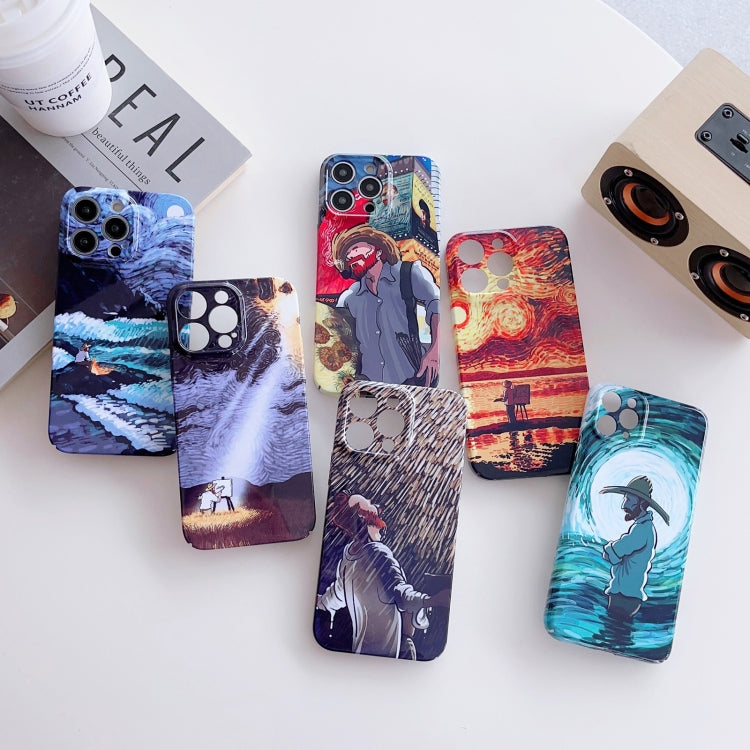 For iPhone 12 Pro Max Precise Hole Oil Painting Pattern PC Phone Case(Rain) - iPhone 12 Pro Max Cases by buy2fix | Online Shopping UK | buy2fix