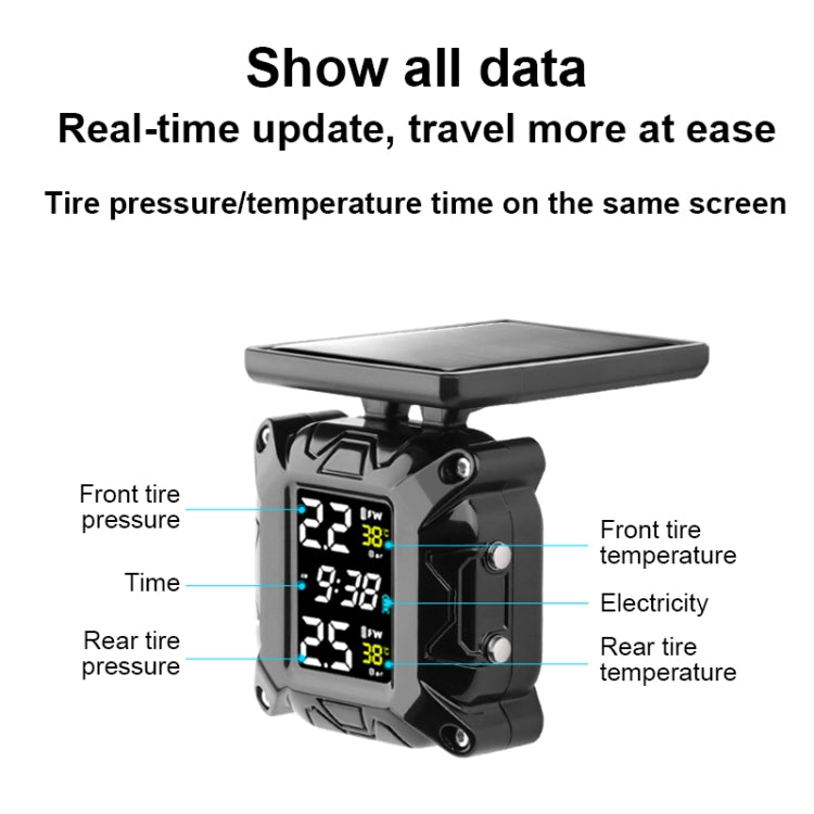 M9 Color Screen Motorcycle Solar Wireless Tire Pressure Monitor With Handbar Mount - Electrical System by buy2fix | Online Shopping UK | buy2fix