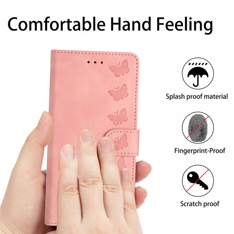 For Xiaomi Redmi Note 12 5G Global Seven Butterflies Embossed Leather Phone Case(Pink) - Note 12 Cases by buy2fix | Online Shopping UK | buy2fix