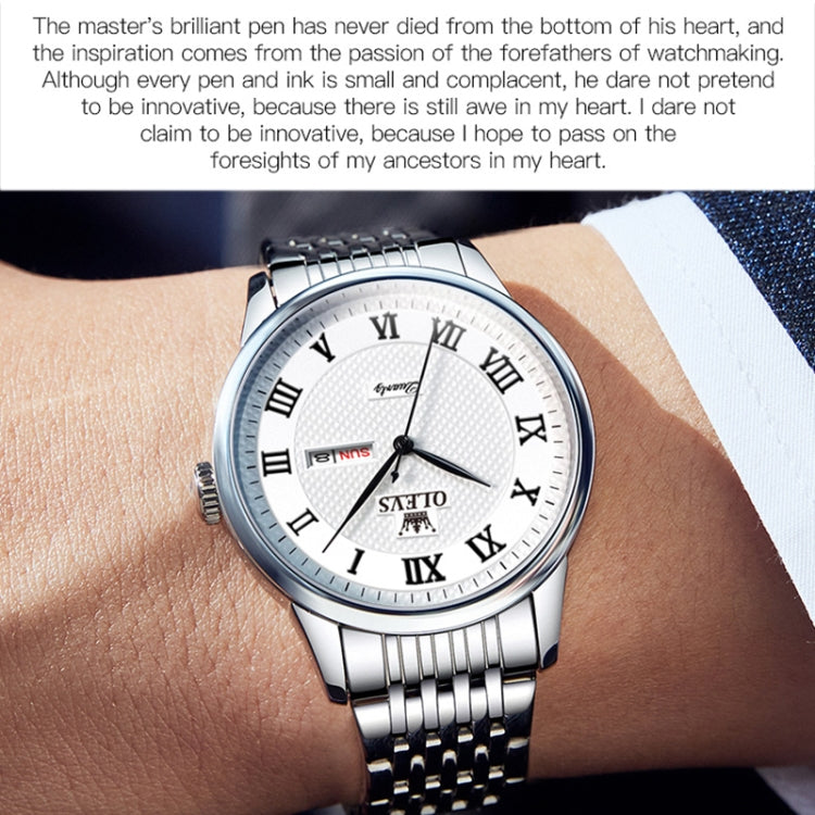OLEVS 5562 Men Multifunctional Business Waterproof Quartz Watch(White) - Metal Strap Watches by OLEVS | Online Shopping UK | buy2fix