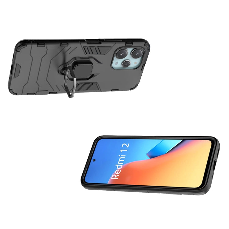 For Xiaomi Redmi 12 4G Magnetic Ring Holder PC + TPU Phone Case(Black) - Xiaomi Cases by buy2fix | Online Shopping UK | buy2fix