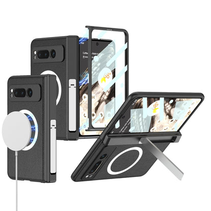 For Google Pixel Fold GKK Integrated Magsafe Fold Hinge Full Coverage Leather Phone Case with Holder(Black) - Google Cases by GKK | Online Shopping UK | buy2fix