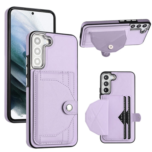 For Samsung Galaxy S22 5G Shockproof Leather Phone Case with Card Holder(Purple) - Galaxy S22 5G Cases by buy2fix | Online Shopping UK | buy2fix