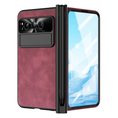 For Google Pixel Fold Integrated Napa Texture All-inclusive Phone Case with Pen Slot(Red) - Google Cases by buy2fix | Online Shopping UK | buy2fix