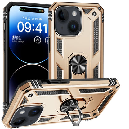 For iPhone 15 Shockproof TPU + PC Phone Case with Holder(Gold) - iPhone 15 Cases by buy2fix | Online Shopping UK | buy2fix