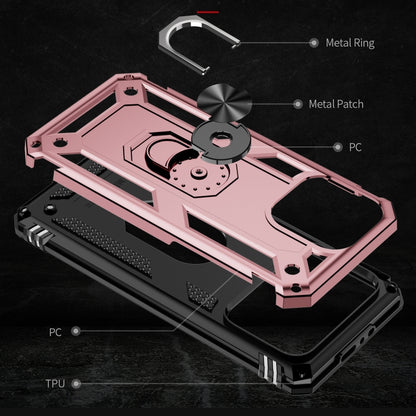 For iPhone 15 Pro Max Shockproof TPU + PC Phone Case with Holder(Rose Gold) - iPhone 15 Pro Max Cases by buy2fix | Online Shopping UK | buy2fix