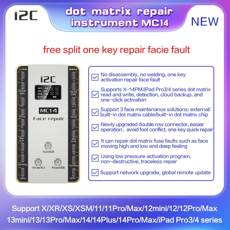 i2C MC14 Dot Matrix Repair Instrument for iPhone X to 14Pro Max / iPad Pro 3 / 4 Series - Repair Programmer by buy2fix | Online Shopping UK | buy2fix