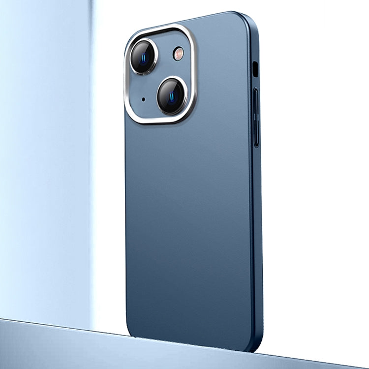 For iPhone 14 Frosted Metal Material Phone Case with Lens Protection(Dark Blue) - iPhone 14 Cases by buy2fix | Online Shopping UK | buy2fix