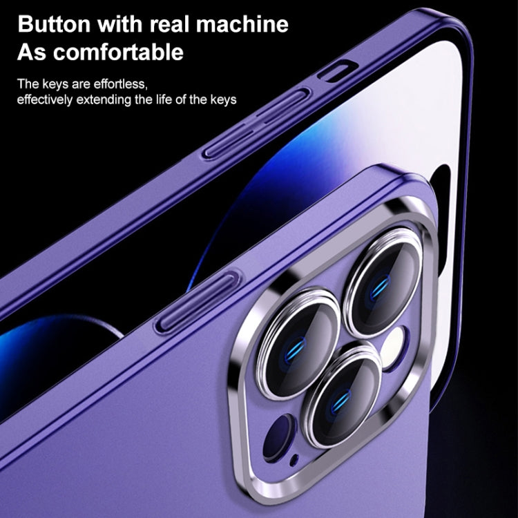 For iPhone 12 Pro Max Frosted Metal Material Phone Case with Lens Protection(Dark Blue) - iPhone 12 Pro Max Cases by buy2fix | Online Shopping UK | buy2fix