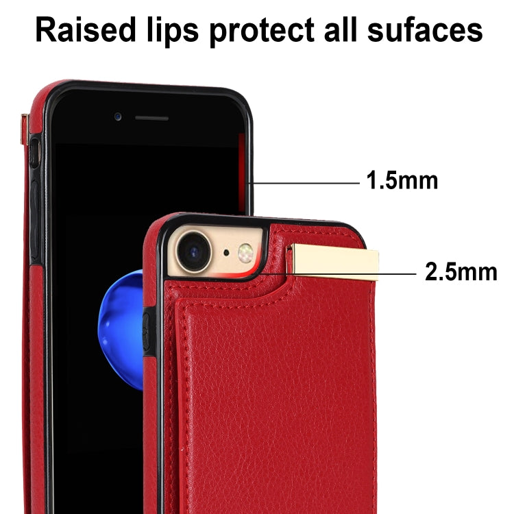 For iPhone SE 2022 / 2020 / 8 / 7 Metal Buckle Card Slots Phone Case(Red) - iPhone SE 2022 / 2020 / 8 / 7 Cases by buy2fix | Online Shopping UK | buy2fix