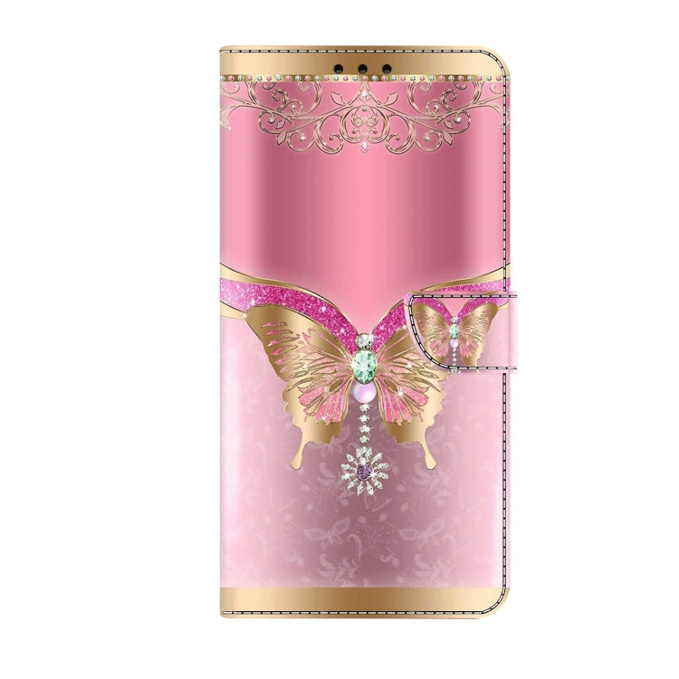 For Xiaomi Redmi Note 12 4G Crystal 3D Shockproof Protective Leather Phone Case(Pink Bottom Butterfly) - Xiaomi Cases by buy2fix | Online Shopping UK | buy2fix