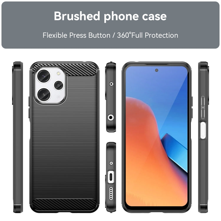 For Xiaomi Redmi 12 Brushed Texture Carbon Fiber TPU Phone Case(Black) - Xiaomi Cases by buy2fix | Online Shopping UK | buy2fix