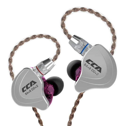 CCA CCA-C10 3.5mm Gold Plated Plug Ten Unit Hybrid Wire-controlled In-ear Earphone, Type:without Mic(Streamer Purple) - In Ear Wired Earphone by CCA | Online Shopping UK | buy2fix