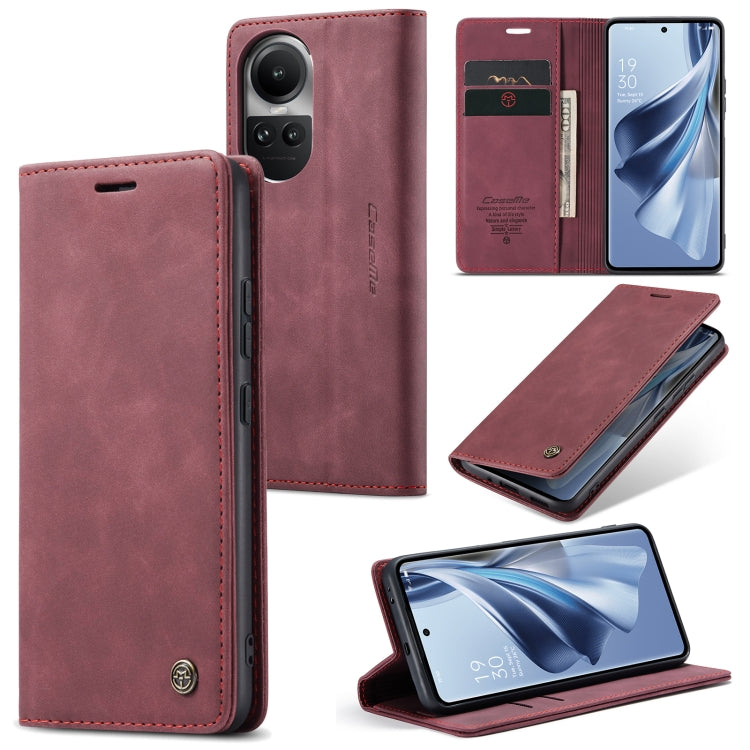 For OPPO Reno10 5G Global／Reno10 Pro Global CaseMe 013 Multifunctional Horizontal Flip Leather Phone Case(Wine Red) - OPPO Cases by CaseMe | Online Shopping UK | buy2fix