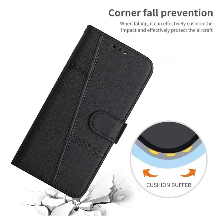 For Xiaomi Redmi Note 12 Turbo/Poco F5 Stitching Calf Texture Buckle Leather Phone Case(Black) - Xiaomi Cases by buy2fix | Online Shopping UK | buy2fix