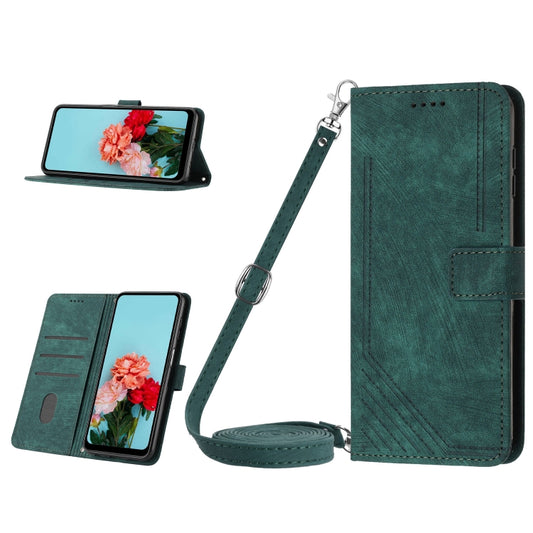 For Infinix Note 30/Note 30 5G Skin Feel Stripe Pattern Leather Phone Case with Lanyard(Green) - Infinix Cases by buy2fix | Online Shopping UK | buy2fix